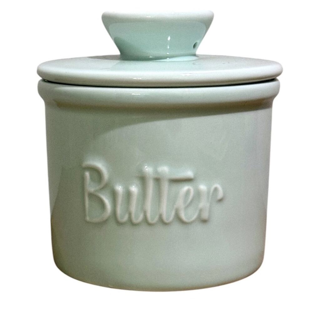 Butter Bell Butter Crocker French Butter Keeper with Water Line Light Blue
